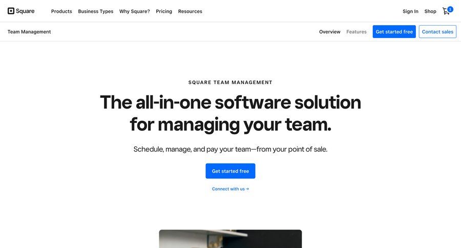 Square
			 modern navigation bar team management features time tracking payroll integration features management ui page example