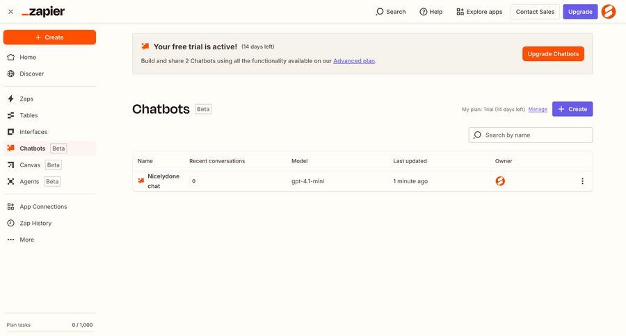 Zapier
			 dashboard sidebar navigation artificial intelligence onboarding product discovery create menu table search bar ui page example