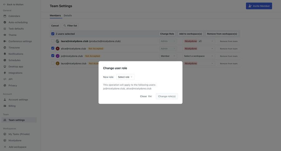 Motion
			 configuration settings team collaboration project management user management user role sidebar table timezone selector ui page example