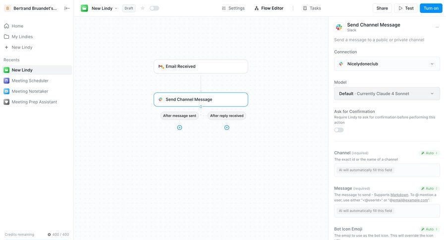 Lindy
			 configuration grid workflow form automation editor workflow automation workflow creation integration setup workflow configuration workflow screen workflow editor integration configuration screen ui page example