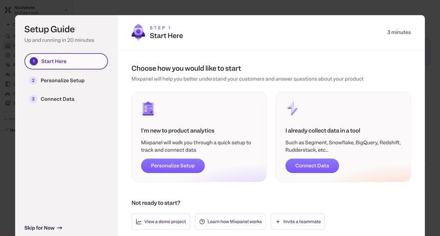 Mixpanel
				onboarding ui page example