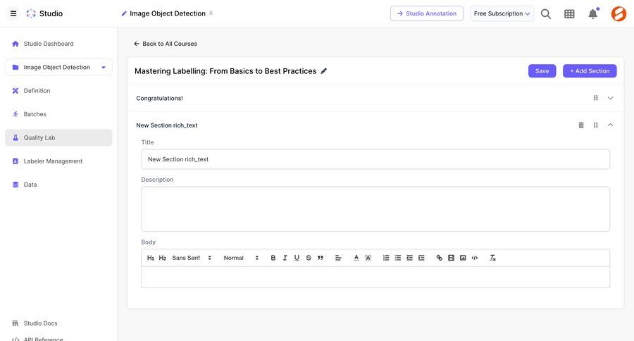 Scale
			 content management sidebar navigation form form layout course creation ui page example