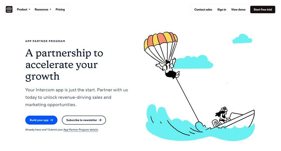 Intercom
			partner program & affiliation free tier partners experts connect service ui page example