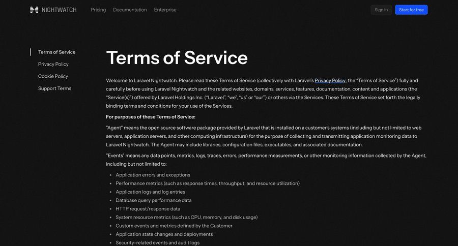 Nightwatch
				terms & conditions ui page example