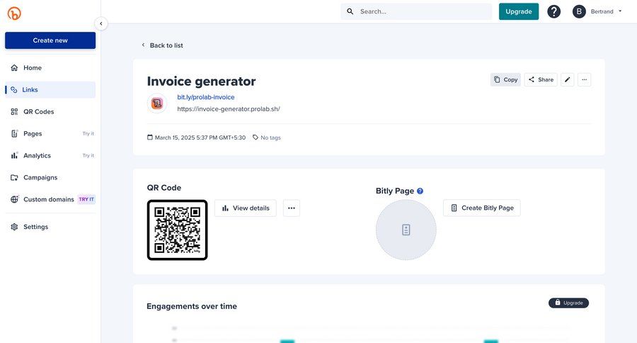 Bitly
			 dashboard sidebar information page detail view item details info view data visualization monitoring table pagination analytics ui page example
