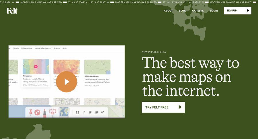 Felt
			 maps location map world map route map real-time editing ui page example