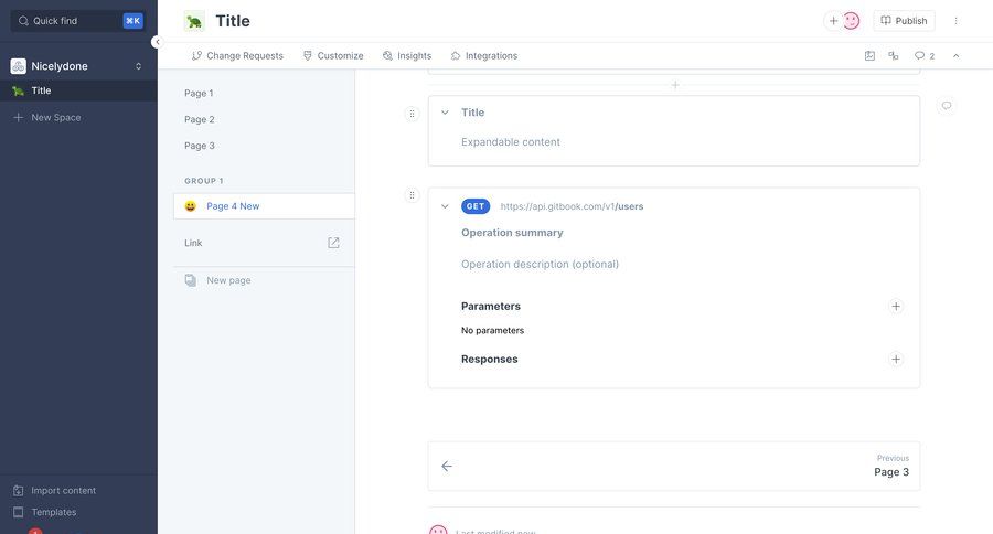 Gitbook
			 content management sidebar navigation grid knowledge base content management system content hierarchy wysiwyg sidebar create menu documentation ui page example