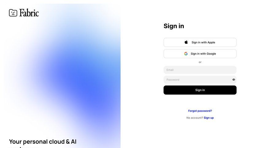 Fabric
				signin ui page example
