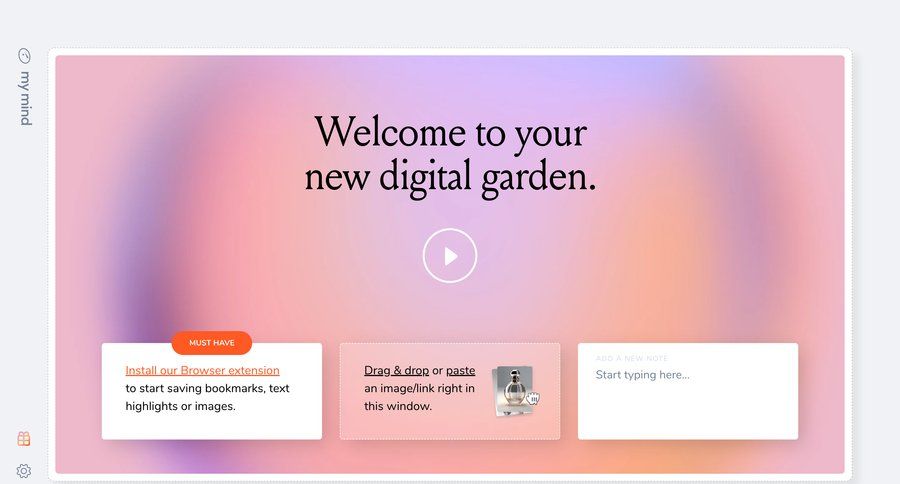 Mymind
			 onboarding drag and drop note creation drag & drop call to action setup on boarding mobile reorder ui page example