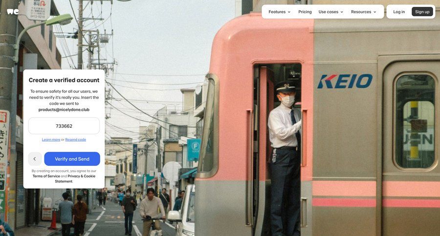 WeTransfer
				landing page page example