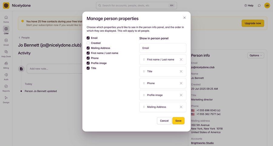 Outseta
			 data management settings sidebar navigation form account setup profile settings full-screen layout profile management ui page example