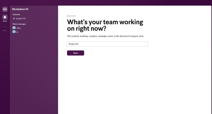 Slack
				onboarding page example