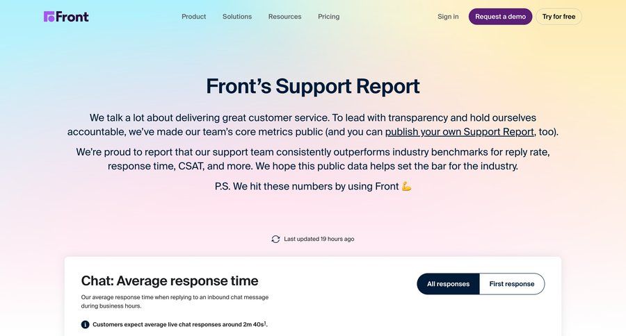 Front
			 press release testimonials case studies customer stories download report ui page example