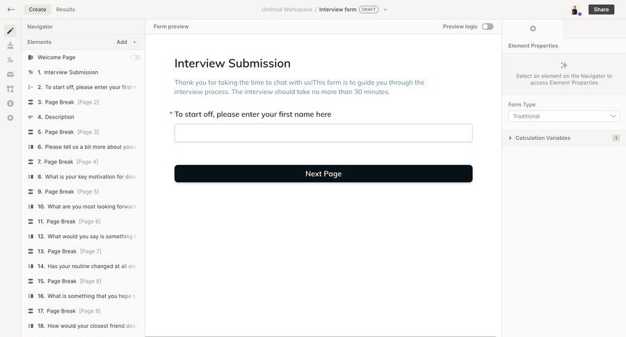 QuestionScout
			 sidebar navigation form drag and drop preview panel sidebar create modern ui page example