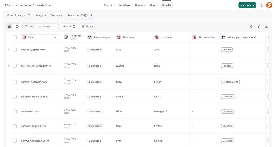 Typeform
			 user feedback ui page example