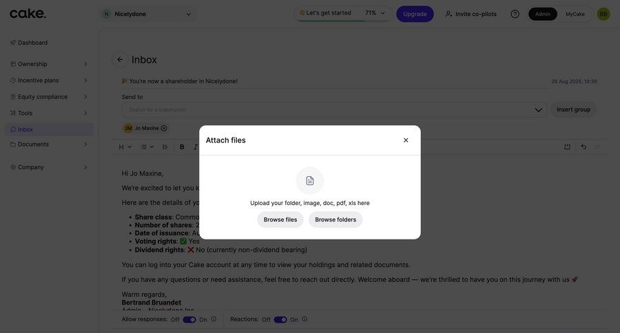 Cake
			 file upload modal inbox ui page example