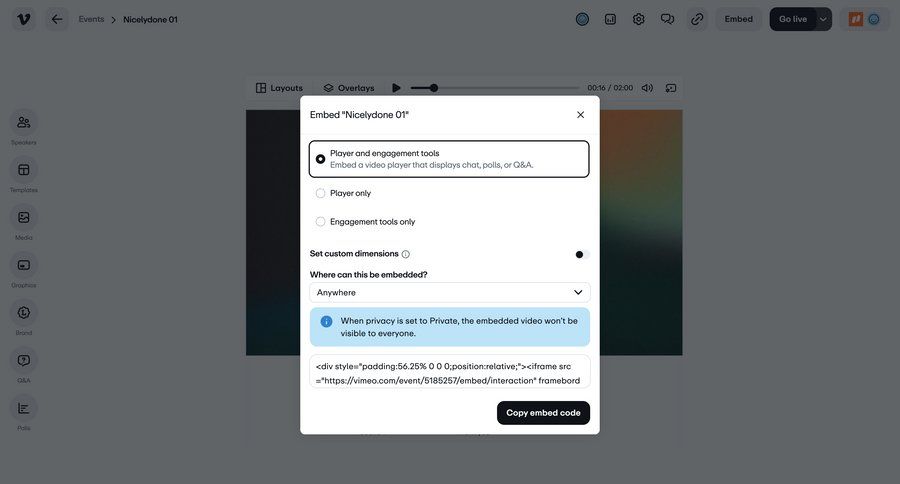 Vimeo
				player ui page example