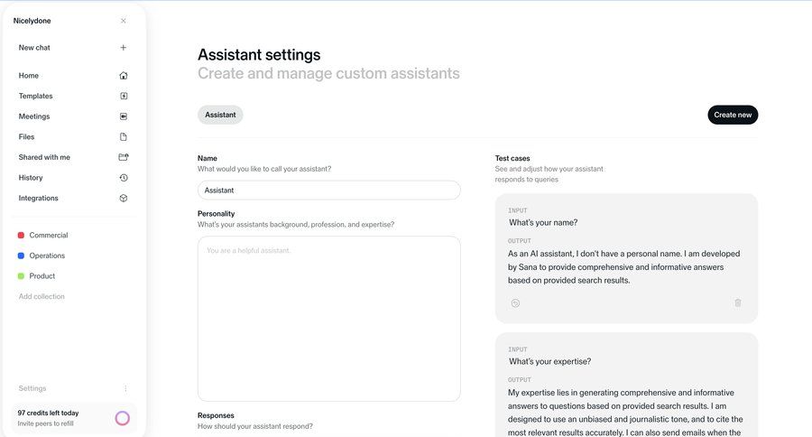 Sana
			 modal screen configuration settings sidebar navigation artificial intelligence form access control form layout machine learning search results ui page example
