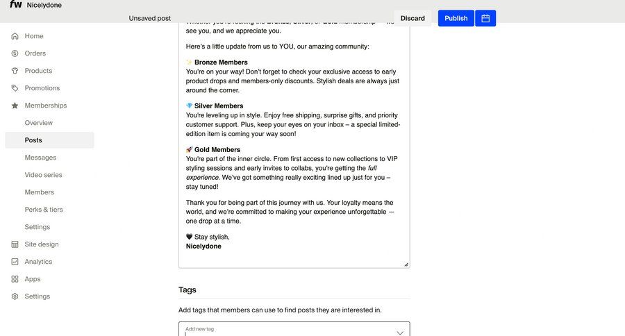 Fourthwall
			 content management e-commerce sidebar navigation form tagging sidebar create ui page example