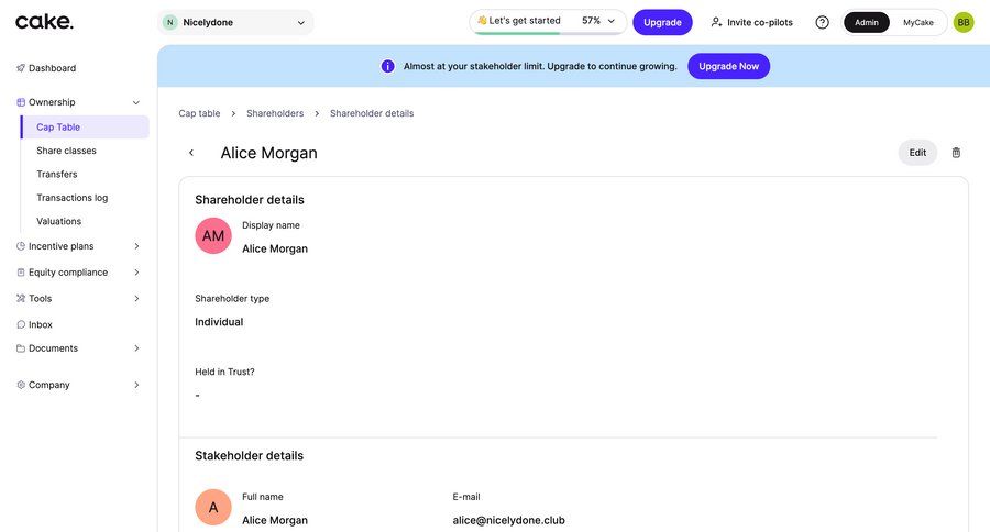 Cake
				profile ui page example