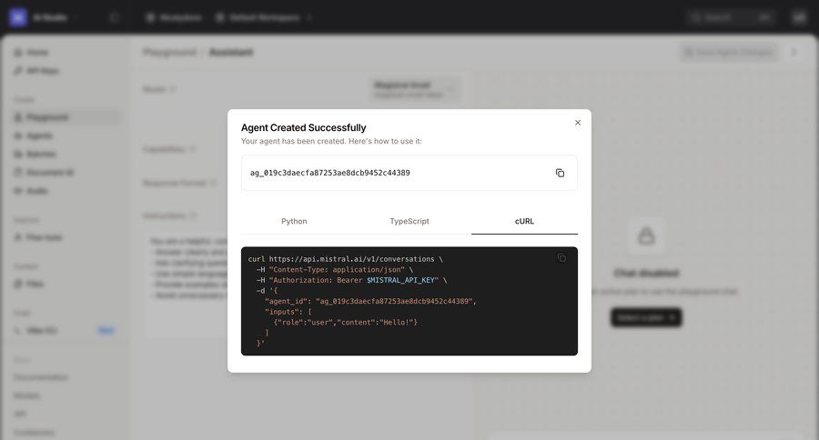 Mistral
			 api integration ui page example