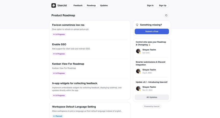 UserJot
				list ui page example