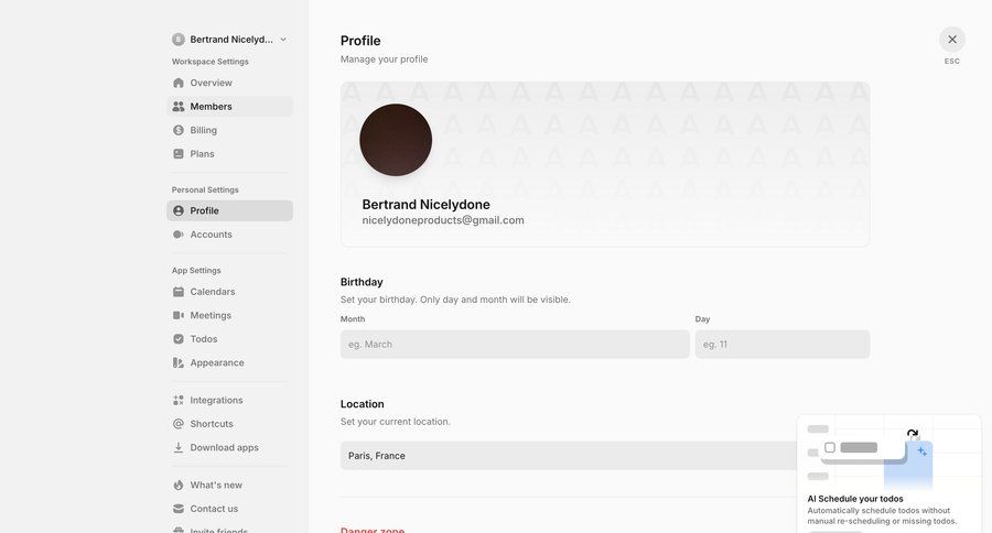 Amie
			 account management profile settings user profile ui page example