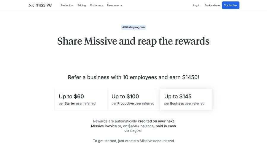 Missive
			 affiliate program customer stories ui page example