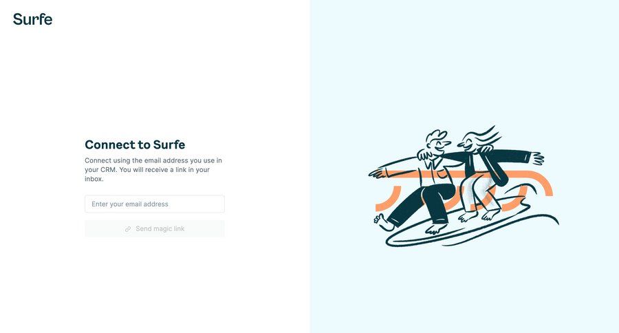 Surfe
			 user management form user authentication authentication login signup register login page crm dashboard ui page example