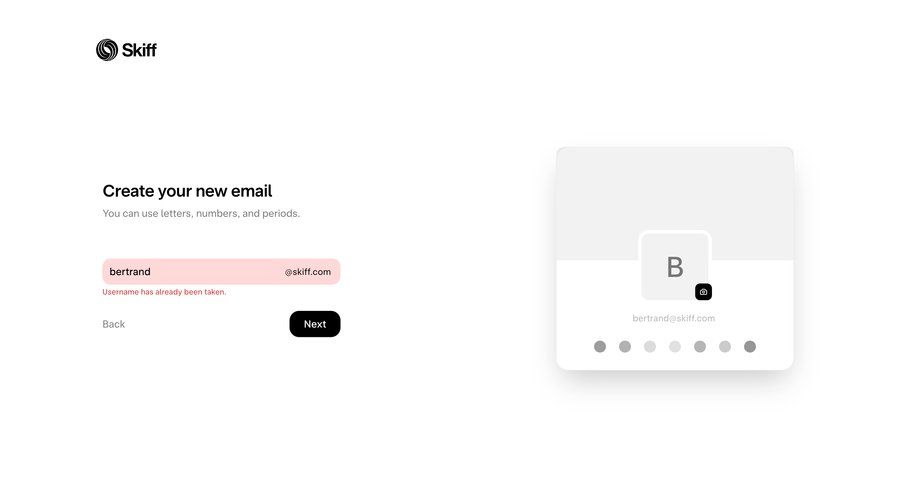 Skiff
				onboarding page example
