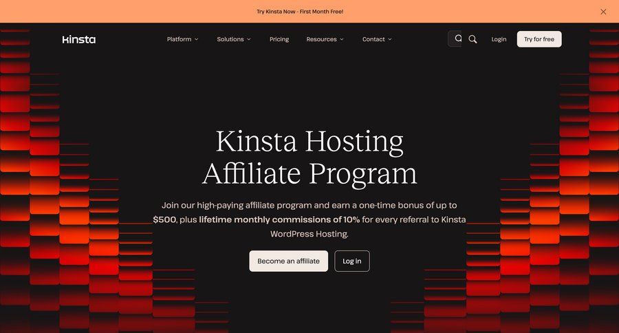 Kinsta
			 affiliate program ui page example