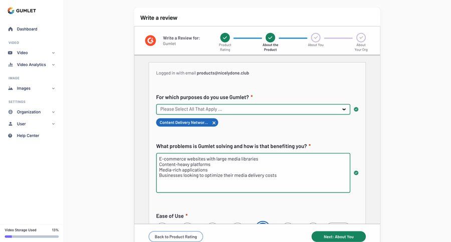 Gumlet
			 form user feedback navigation buttons progress progress bar review rich text ui page example
