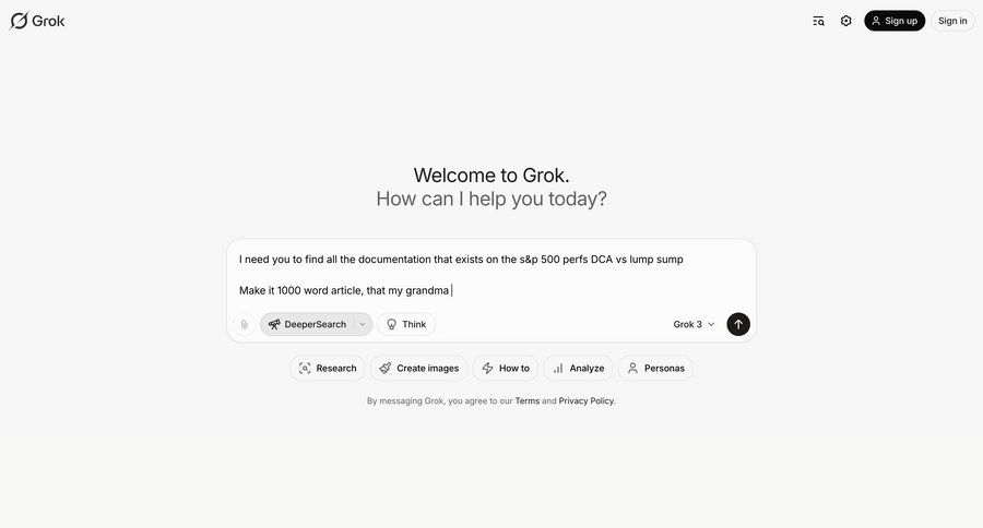 Grok
			 artificial intelligence onboarding conversational interface communication chat messages quick actions chat interface ui page example