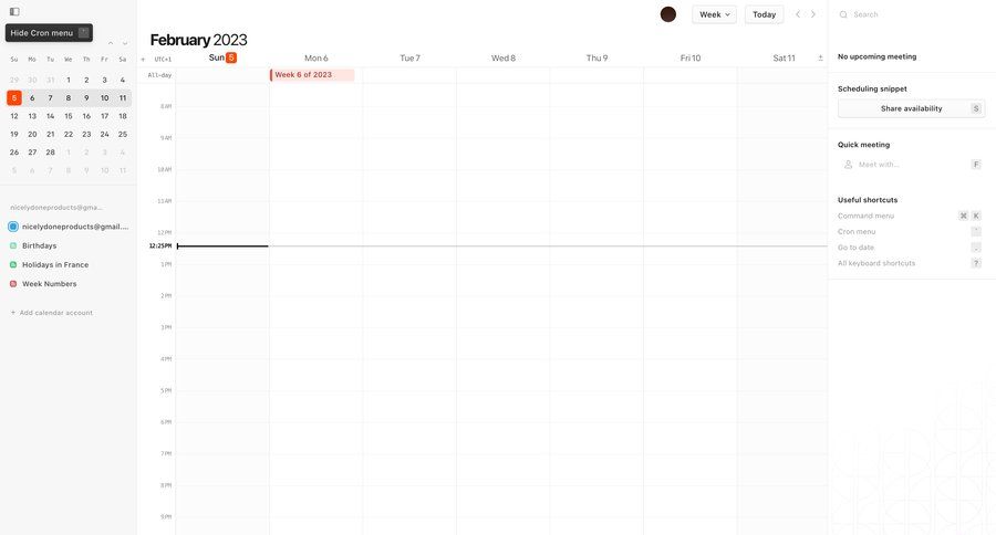 Cron
			 grid calendar management calendar screen sidebar menu keyboard shortcuts tip shortcuts hotkeys quick actions quick keys command k time management ui page example