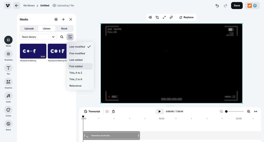 Vimeo
			 editor progress indicator full-screen layout video player progress bar ui page example