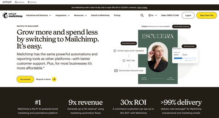 Mailchimp
			alternative marketing automation ui page example