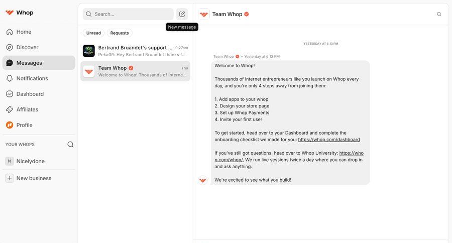 Whop
			 system notification ui page example