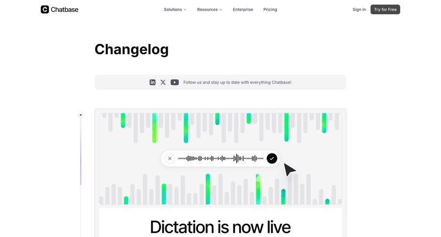 Chatbase
				changelog ui page example
