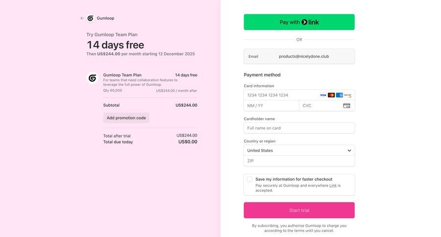 Gumloop
				checkout ui page example