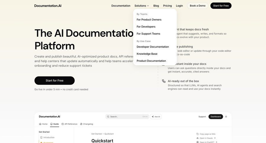 Documentation.AI
				dropdown & other states ui page example