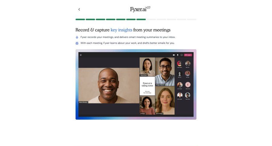Fyxer
				onboarding ui page example