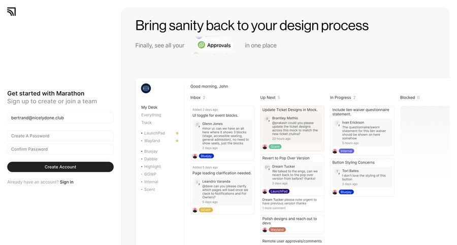 Marathon
				signup page example