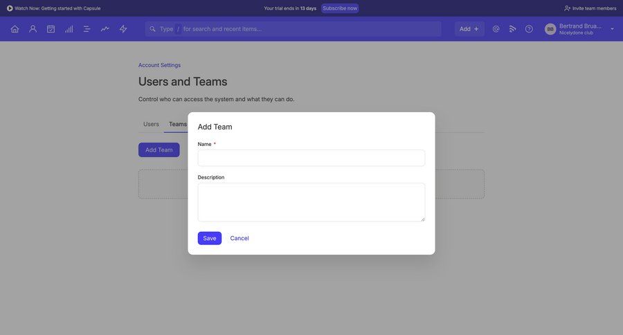 Capsule
			 form team creation ui page example