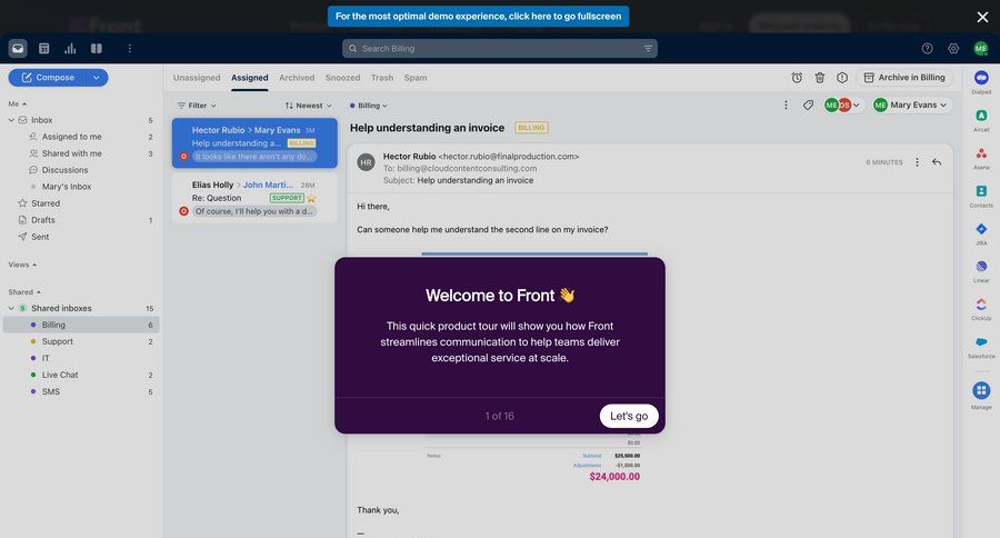 Front
			 tutorial guide quick actions guided tour task management dashboard ui page example
