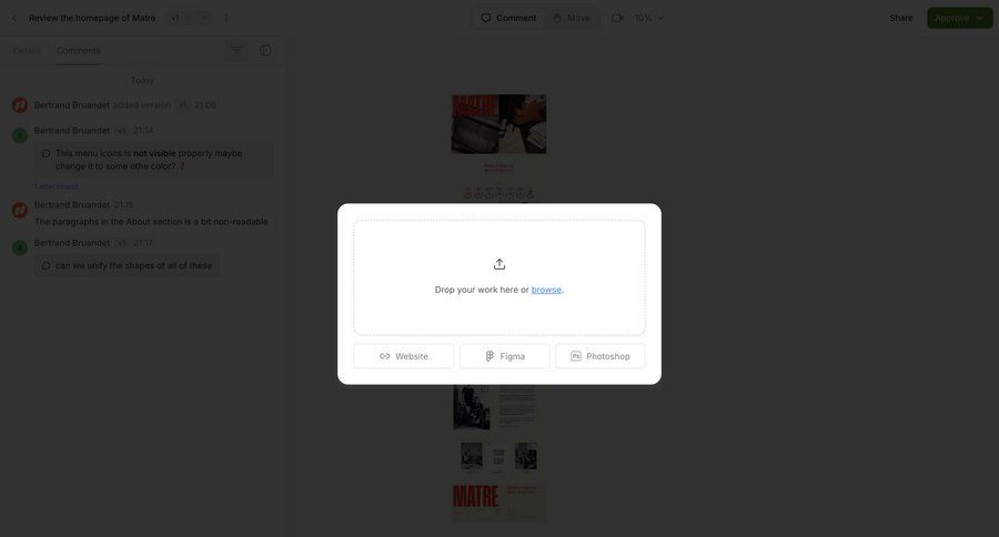 Workflow
			 collaboration file upload drag and drop ui page example