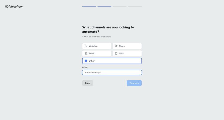 Voiceflow
			 automation setup ui page example