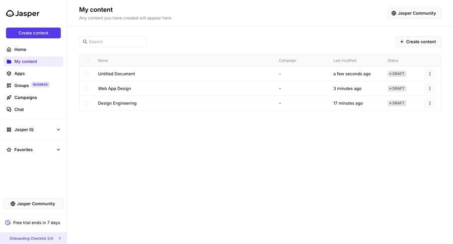 Jasper
			 content management dashboard sidebar navigation document management document list sidebar menu table ui page example