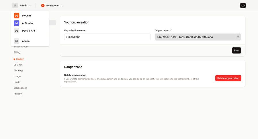 Mistral
				settings ui page example