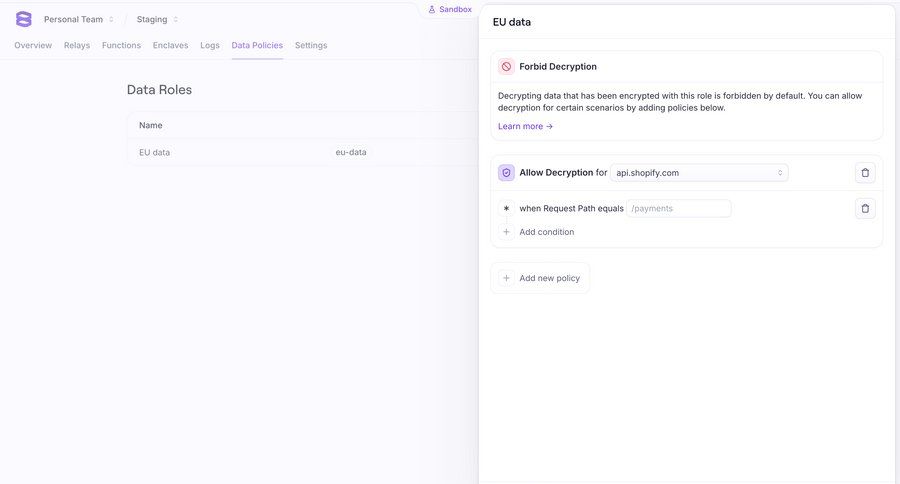 Evervault
			 configuration settings form conditional logic parameters version control ui page example