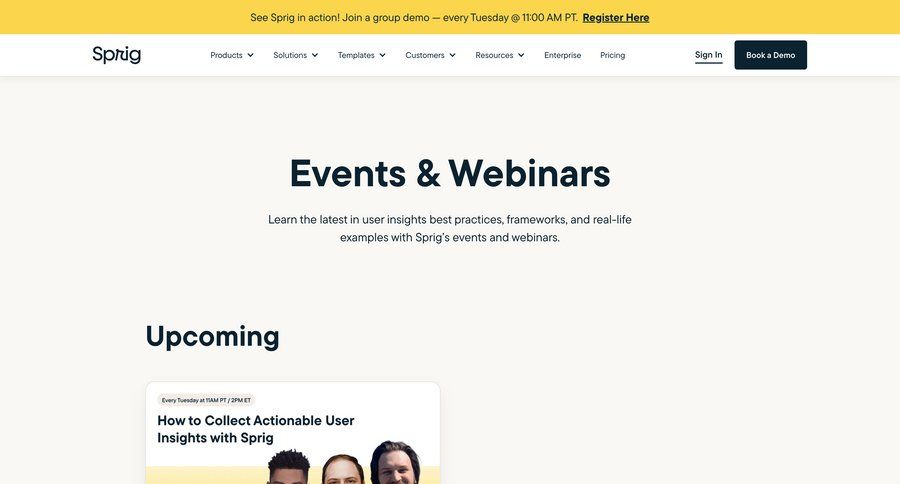 Sprig
				events ui page example